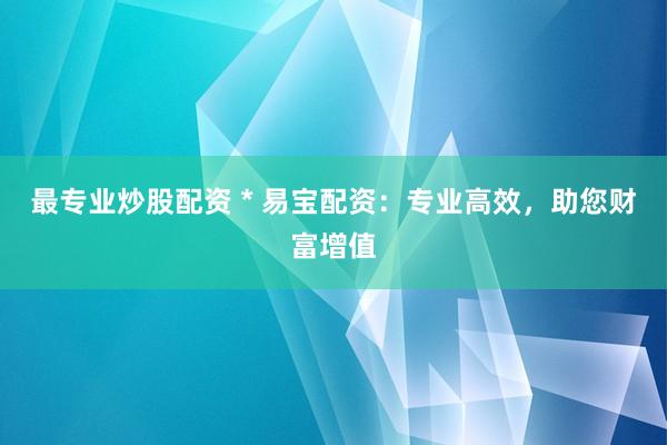 最专业炒股配资 * 易宝配资：专业高效，助您财富增值