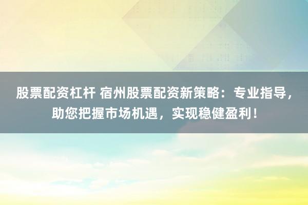 股票配资杠杆 宿州股票配资新策略：专业指导，助您把握市场机遇，实现稳健盈利！
