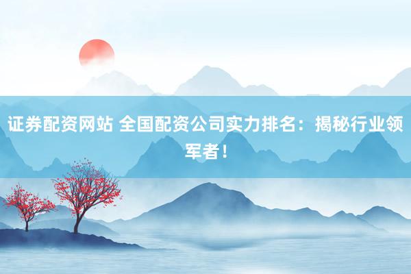 证券配资网站 全国配资公司实力排名：揭秘行业领军者！