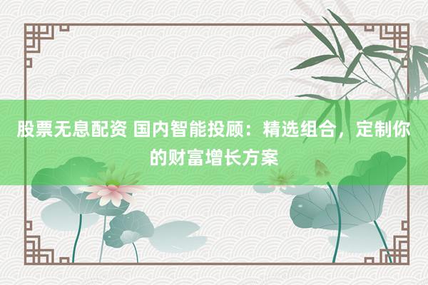 股票无息配资 国内智能投顾：精选组合，定制你的财富增长方案