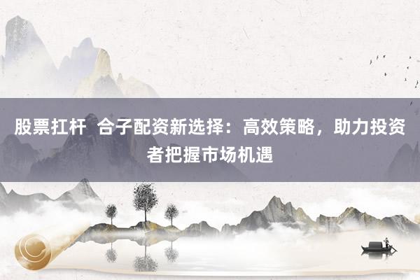 股票扛杆  合子配资新选择：高效策略，助力投资者把握市场机遇