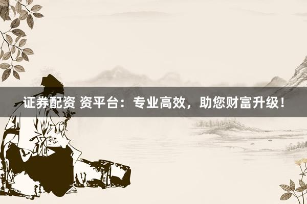 证券配资 资平台：专业高效，助您财富升级！