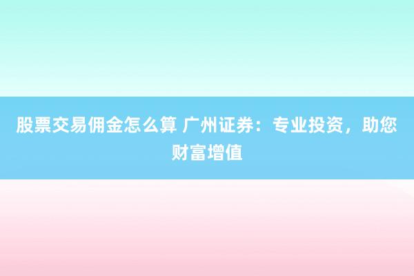 股票交易佣金怎么算 广州证券：专业投资，助您财富增值