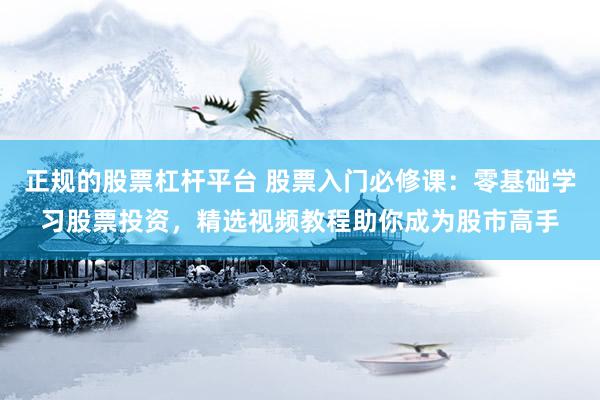 正规的股票杠杆平台 股票入门必修课：零基础学习股票投资，精选视频教程助你成为股市高手