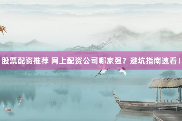 股票配资推荐 网上配资公司哪家强？避坑指南速看！