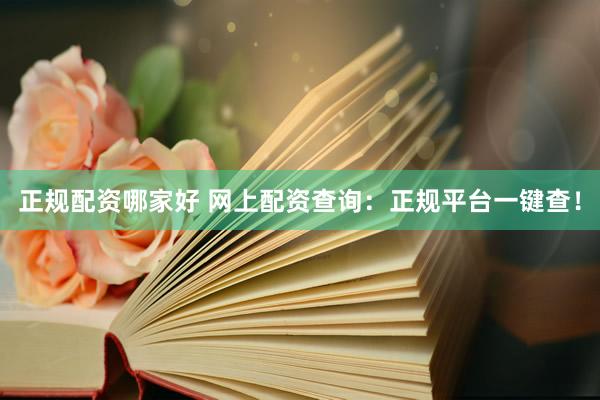 正规配资哪家好 网上配资查询：正规平台一键查！