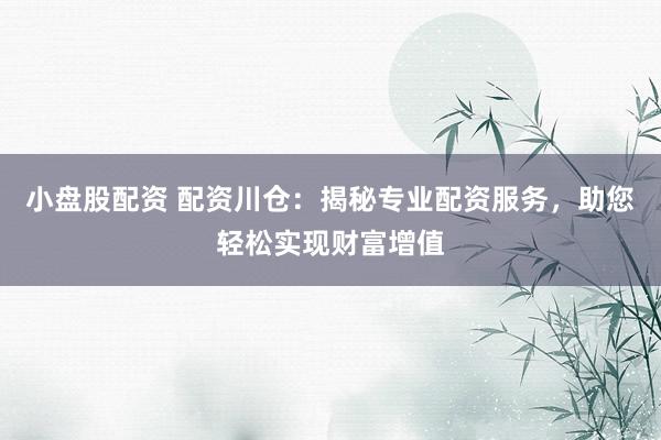 小盘股配资 配资川仓:揭秘专业配资服务,助您轻松实现财富增值
