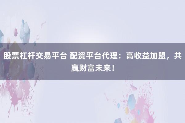 股票杠杆交易平台 配资平台代理:高收益加盟,共赢财富未来!