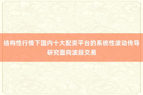 结构性行情下国内十大配资平台的系统性波动传导研究面向波段交易