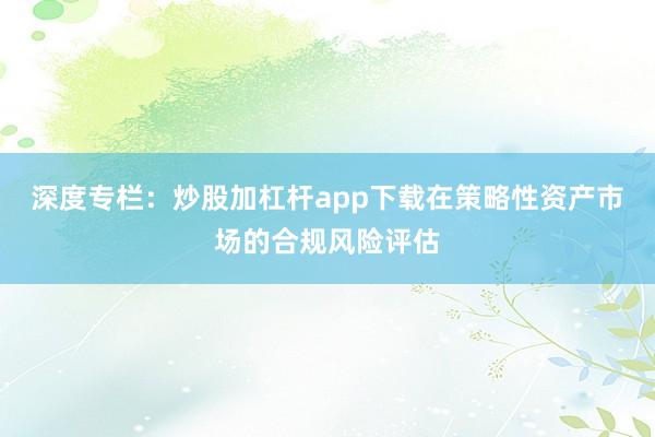 深度专栏：炒股加杠杆app下载在策略性资产市场的合规风险评估