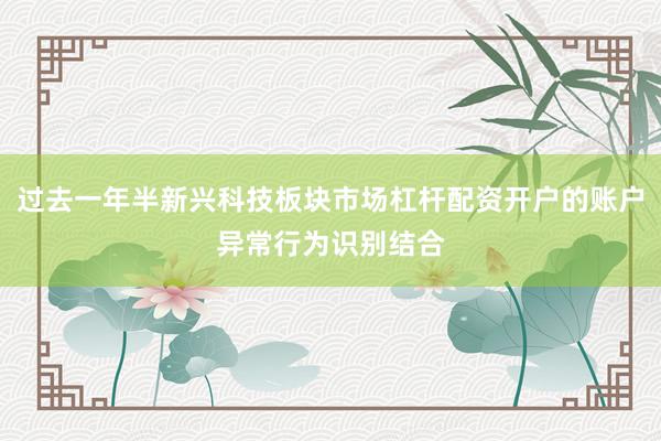过去一年半新兴科技板块市场杠杆配资开户的账户异常行为识别结合
