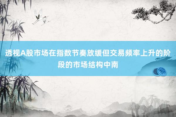 透视A股市场在指数节奏放缓但交易频率上升的阶段的市场结构中南