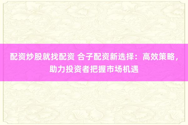 配资炒股就找配资 合子配资新选择:高效策略,助力投资者把握市场机遇