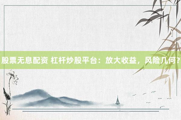 股票无息配资 杠杆炒股平台:放大收益,风险几何?