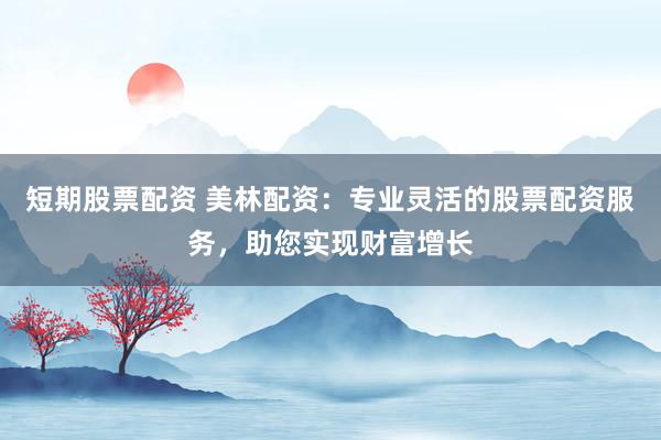 短期股票配资 美林配资：专业灵活的股票配资服务，助您实现财富增长