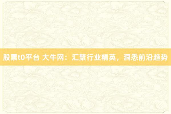 股票t0平台 大牛网：汇聚行业精英，洞悉前沿趋势