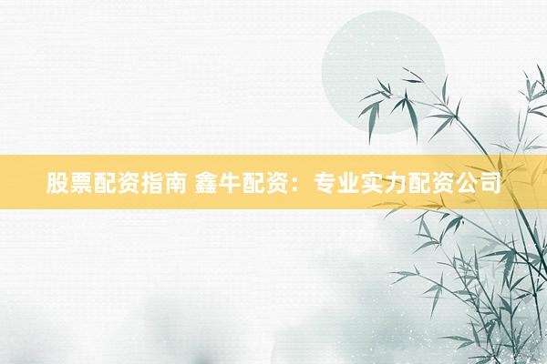 股票配资指南 鑫牛配资：专业实力配资公司
