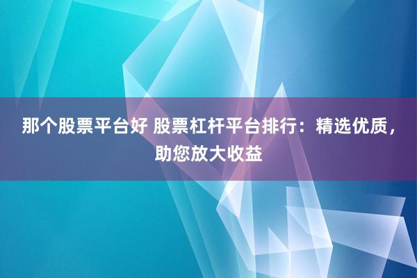 那个股票平台好 股票杠杆平台排行：精选优质，助您放大收益